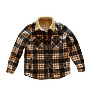 Soho Threads Women Size S Plaid Sherpa Button Down Coat Jacket Great Condition!